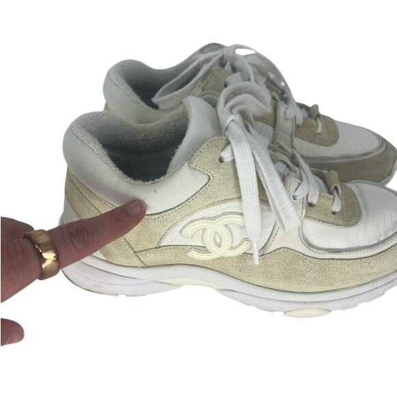 Chanel 2020 CC Logo Low Top Mixed Media Suede and Leather Nylon Chunky Sneakers - Picture 5 of 16